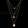 Letdiffery Multi Layer Colorful Shell Stainless Steel Necklace Sun Compass Pendant Gold Color Jewelry Gifts for Woman