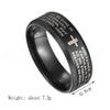 Letdiffery Stainless Steel Black Color Jesus Cross Ring Letter Bible Prayer Finger Rings For Men 8mm Amulet Jewelry