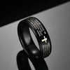 Letdiffery Stainless Steel Black Color Jesus Cross Ring Letter Bible Prayer Finger Rings For Men 8mm Amulet Jewelry