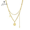 Letdiffery Vintage Multi-layer Queen Coin Choker Golden Stainless Steel Stars Cross Charms Chain Necklace 2021 Jewelry