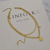 Letdiffery Vintage Multi-layer Queen Coin Choker Golden Stainless Steel Stars Cross Charms Chain Necklace 2021 Jewelry