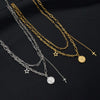 Letdiffery Vintage Multi-layer Queen Coin Choker Golden Stainless Steel Stars Cross Charms Chain Necklace 2021 Jewelry