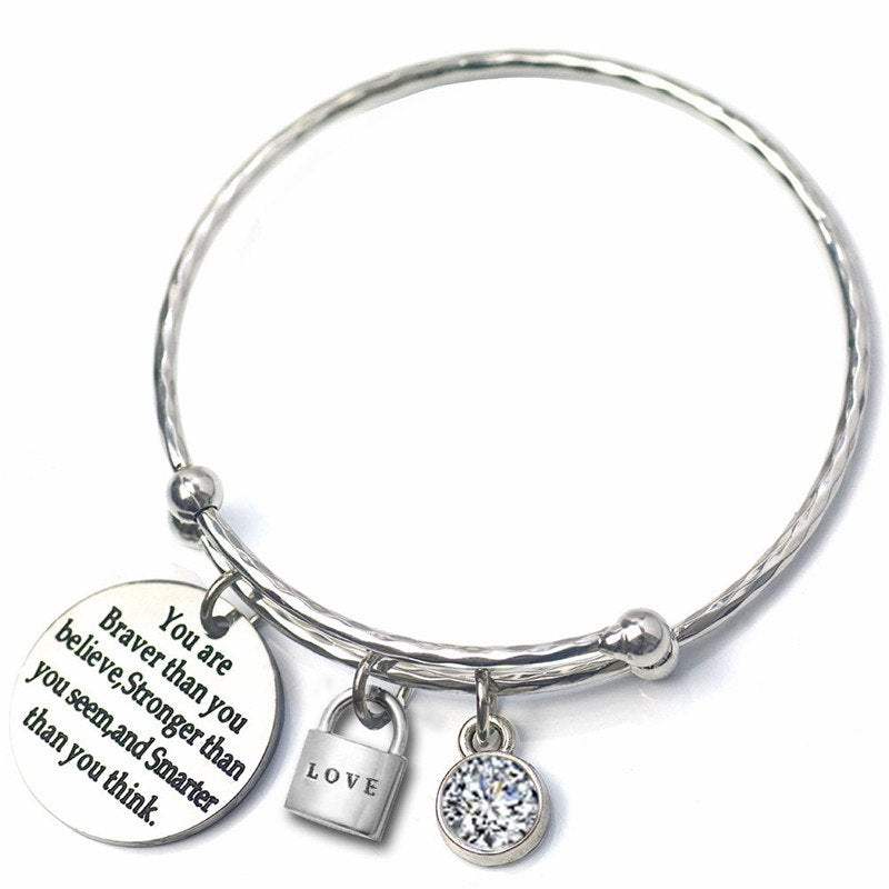 Letter Adjustable Bracelets Bangles 12 Birthstone CZ Love Charm Silver Color Wire Bangles Birthd Party Tiffan Jewelry Female
