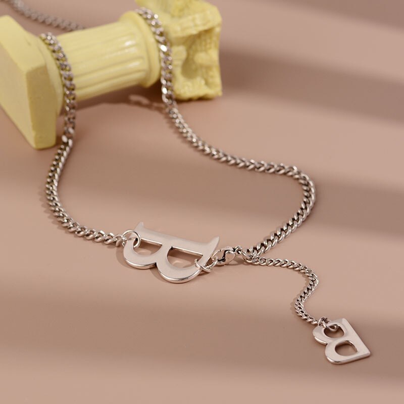 Letter B Necklaces Women's Neck Chain 925 Stamp Silver Color Necklace Steampunk  Quality Fine Jewelry Accessories