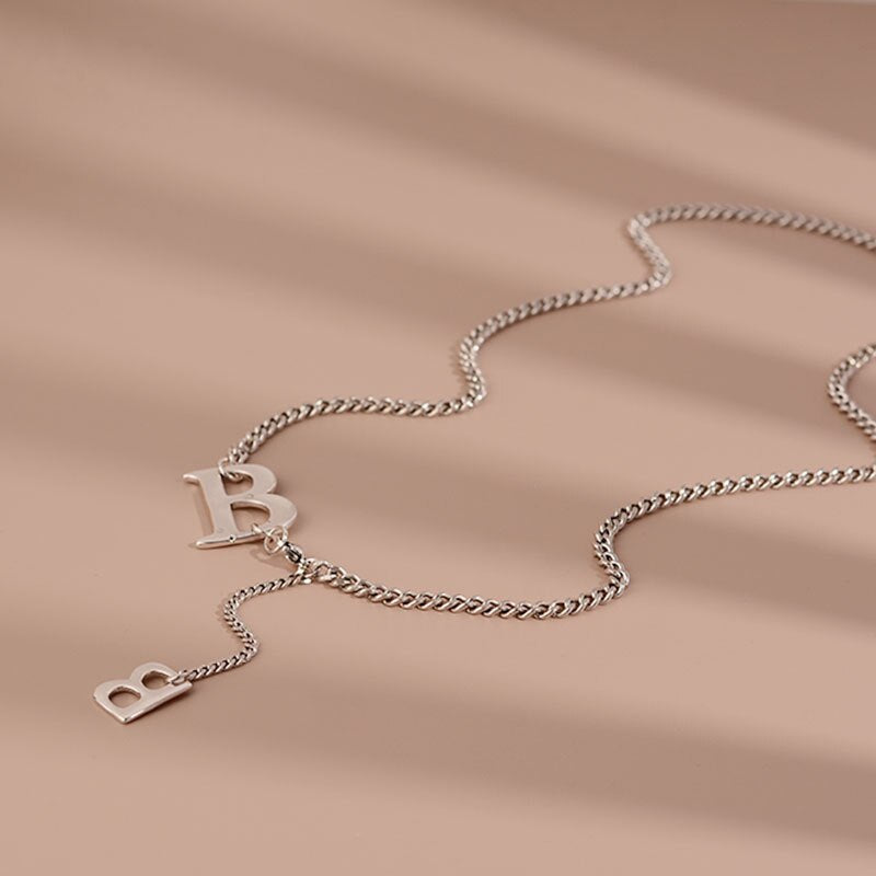 Letter B Necklaces Women's Neck Chain 925 Stamp Silver Color Necklace Steampunk  Quality Fine Jewelry Accessories