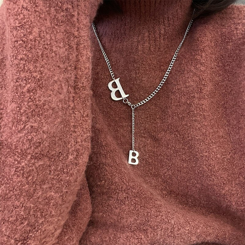 Letter B Necklaces Women's Neck Chain 925 Stamp Silver Color Necklace Steampunk  Quality Fine Jewelry Accessories