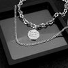 Letter Disc Double Layered Clavicle Chain Men And Women Necklace Pendant Necklace Layered Necklace Jewelry Necklace