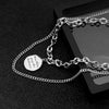 Letter Disc Double Layered Clavicle Chain Men And Women Necklace Pendant Necklace Layered Necklace Jewelry Necklace
