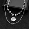 Letter Disc Double Layered Clavicle Chain Men And Women Necklace Pendant Necklace Layered Necklace Jewelry Necklace
