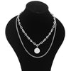 Letter Disc Double Layered Clavicle Chain Men And Women Necklace Pendant Necklace Layered Necklace Jewelry Necklace