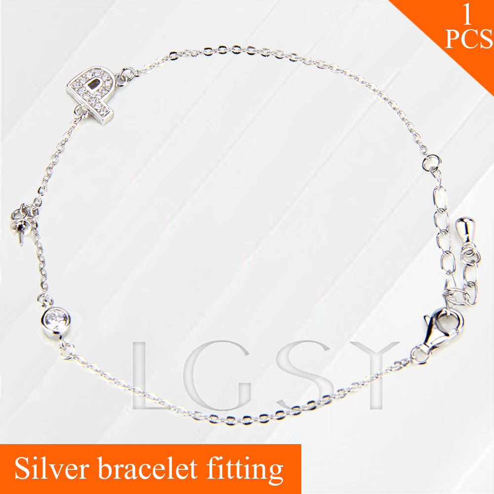 Letter P lobster clasp charm bracelet fitting 925 sterling silver bracelet accessory for pearl bracelet, hand jewelry for women