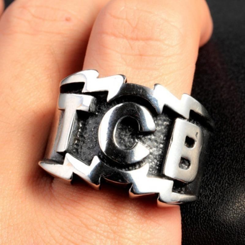 Letter TCB Metal Big Ring Men's Ring Style Retro Accessories Party Jewelry Size 7-13