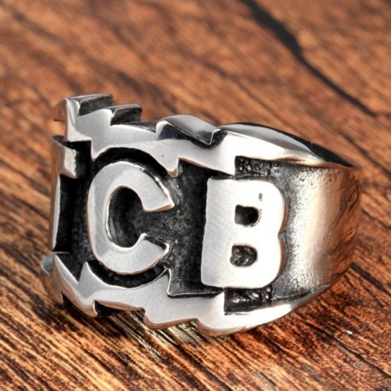 Letter TCB Metal Big Ring Men's Ring Style Retro Accessories Party Jewelry Size 7-13