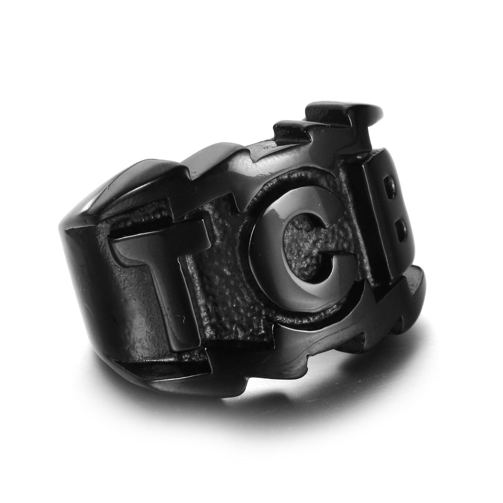 Letter TCB Metal Big Ring Men's Ring Style Retro Accessories Party Jewelry Size 7-13