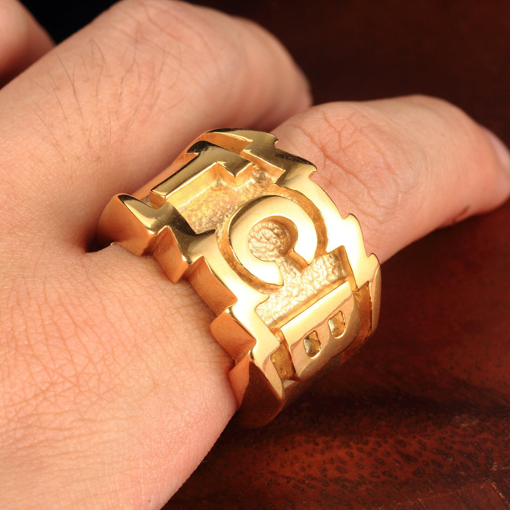 Letter TCB Metal Big Ring Men's Ring Style Retro Accessories Party Jewelry Size 7-13