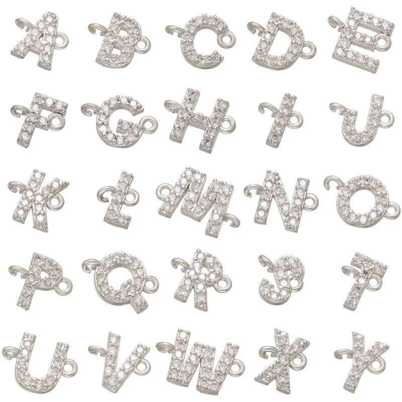 Letters Custom Name DIY 26 Initial Letter Necklace for Womem Men Trendy Gold Color CZ Alphabet Charm Stainless Steel Chain