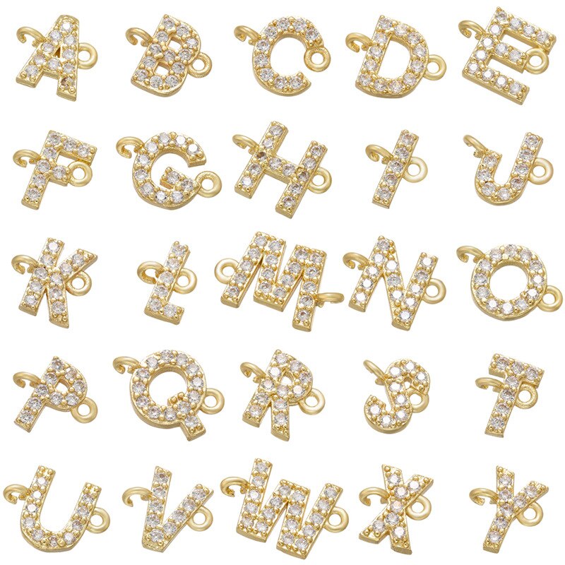 Letters Custom Name DIY 26 Initial Letter Necklace for Womem Men Trendy Gold Color CZ Alphabet Charm Stainless Steel Chain