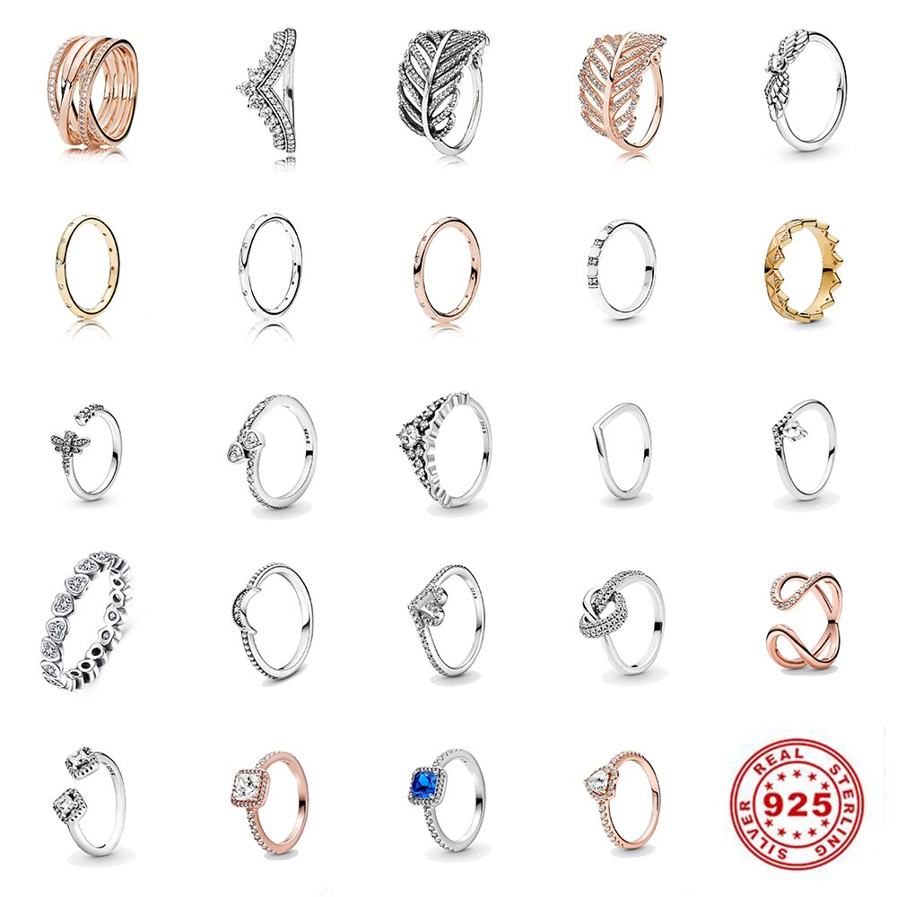 Leuxry Trendy Geometry Circle Crown Finger Rings for Women Simple Sparkling Zircon Silver 925 Rings Wedding Party Jewelry Gift