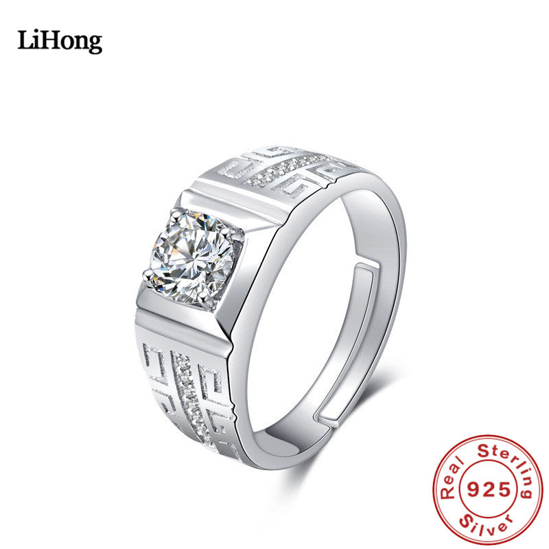 Men's Jewelry 100% 925 Sterling Silver Ring AAA Zircon Crystal Men's Ring Wedding gifts