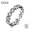 100% Real 925 Sterling Silver Star Rings For Women Jewelry Engagement Wedding Band CZ Crystal Eternity Ring Girls LR0609