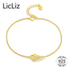 925 Sterling Silver Bracelets For Women Arm Wristband Charm Bracelet Cuffs Silver Link Chain Bracelet Adjustable LB0104