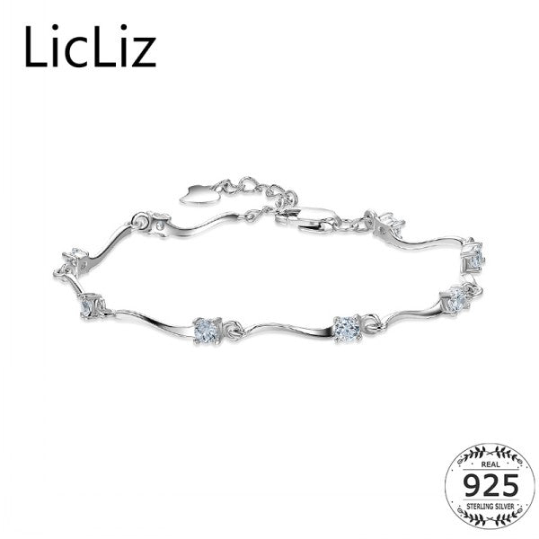 925 Sterling Silver CZ Charm Bracelet Bangles For Women Twist Chain Wristband Cubic Zirconia Bracelet Handcuff LB0111