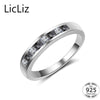 925 Sterling Silver CZ Square Wedding Band For Women And Men Cubic Zirconia Eternity Ring White Black Rings Bague LR0466