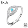 925 Sterling Silver Eye Ring For Women Solitaire Opal Ring Wedding Eternity Band CZ Hollow Triangle Pave Ring Anel LR0366
