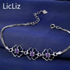 925 Sterling Silver Flower Charms Bracelets Women Double Layer Box Chain Wristband Cubic Zirconia Bracelet Bangles LB0110