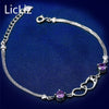 925 Sterling Silver Heart Bracelet Bangles Women Adjustable Double Layer Chain Wristband Cubic Zirconia Bracelets LB0114