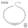 925 Sterling Silver Heart Charm Bracelet For Women Link Chain Eternity Cubic Zirconia Wristband Tennis Bracelet CZ LB0108