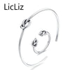 925 Sterling Silver Jewelry Set Bracelet and Rings Set Women Knot Bangle Ring Open Jewelry Punk Set Vintage 2020 LS0003