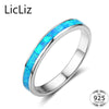 925 Sterling Silver Wedding Band For Women Plain Blue Solitaire Opal Ring Engagement Ring Gemstone Eternity Rings LR0360