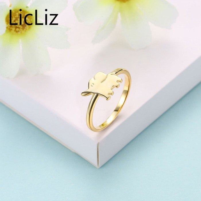 Cute 925 Sterling Silver Elephant Rings For Women Finger Party Jewelry Plain Band Animal Ring Gifts Girls Child LR0568