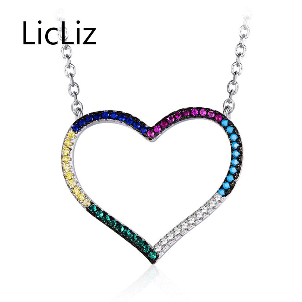 Heart Turquoise 925 Sterling Silver Pendant Necklaces for Women Fashion White Gold Silver 925 Jewelry Mujer Moda LN0363
