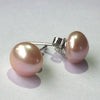 Natural Pearl Stud Earrings For Women Cute Round 925 Sterling Silver Earrings Studs Post Ear Piercing LAE0003