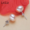 Natural Pearl Stud Earrings For Women Cute Round 925 Sterling Silver Earrings Studs Post Ear Piercing LAE0003