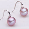 Pure 925 Sterling Silver Dangle Earrings Women Round Natural Pearl Hook Earrings Ear Drops Brincos LAE0009