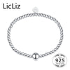 Pure Silver Adjustable Bracelet Beads Strand Bracelets Bangles Charms Ball 925 Sterling Heart Bracelet Elastic LB0081