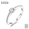 Real 925 Sterling Silver CZ Solitaire Ring Wedding Band Engagement Rings Pave Cubic Zirconia Eternity Rings Women LR0422