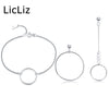 Silver Set Earring Bracelet 925 Sterling Circles Jewelry sets for Women Bracelet Chain Earrings Dangle Set Trendy LS0005