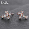 Small Geometric Cross Stud Earrings 925 Sterling Silver Studs Earring Posts Pierced Charm Cubic Zirconia Ear Studs LE0374