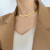 Lifefontier Simple 3mm Gold Color Metal Snake Chain Necklace for Women Girls Flat Herringbone Link Choker Necklaces Chic Jewelry