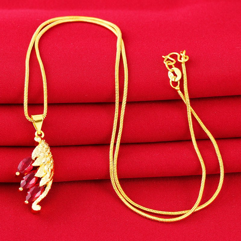 New Fashion Luxury 24K Necklace Pendant Charms Women's Birthd Party Wedding Anniversary Gift Jewelry