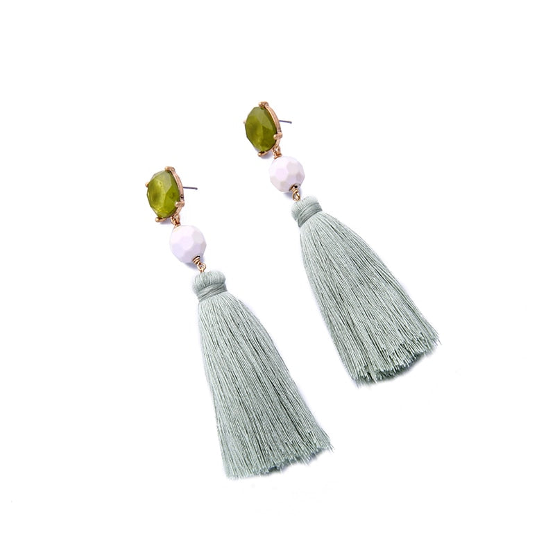 Light Green & Dark Green Ethnic Fringe Earrings 2020 Online Shopping India Classic Hanging Earrings Women Jewelry
