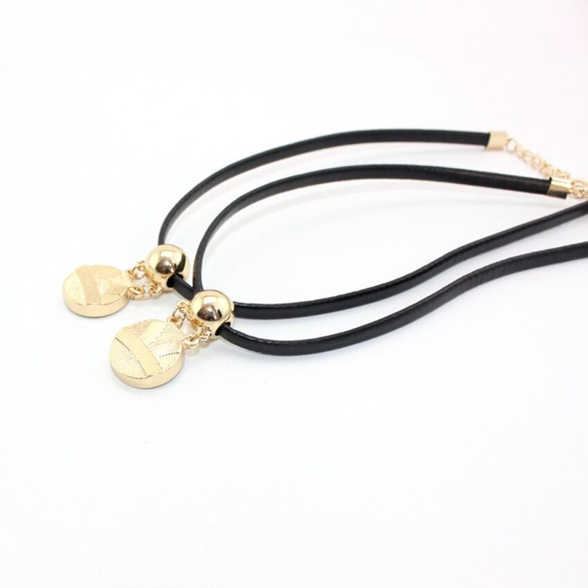 Light Yellow Gold Color Alloy Mixed Green Turquoises and White Howlite Stone Pendant Choker Necklace Black Rope Chain Jewelry