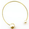Light Yellow Gold Color Asymmetry Round Imitation Pearl Pendant Choker Necklace for Women Jewelry