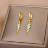 Lightning Drop Earrings for Women Gold Plated Stainless Steel Green Enamel Earrings 2023 Trend Couple Party Jewelry pendientes