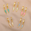 Lightning Drop Earrings for Women Gold Plated Stainless Steel Green Enamel Earrings 2023 Trend Couple Party Jewelry pendientes