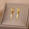 Lightning Drop Earrings for Women Gold Plated Stainless Steel Green Enamel Earrings 2023 Trend Couple Party Jewelry pendientes